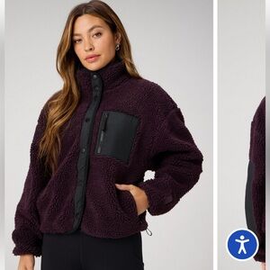 Fabletics Tahoe Teddy Fleece Jacket in Oxblood/Black